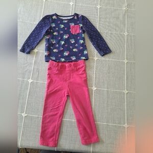 Jumping Beans Toddler Girl Outfit Floral Long Sleeve Top & Pink Pants